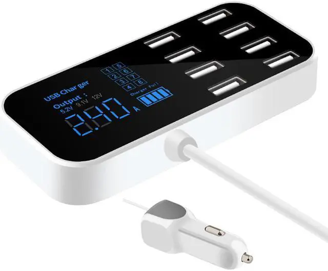 Alt view image 2 of 6 - 8 Ports USB 2.4A fast charging 40W Car Charger with LED Digital Display for iphone,Android phones