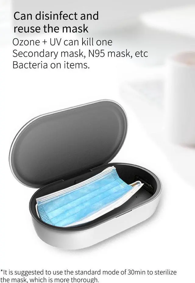 Alt view image 6 of 7 - SIROKA ,2 in 1 Wireless charger 10W ,Mobile Phone UVC LED Light Sterilizer Multifunctional Disinfecting box Bactericidal Lamp for Face Mask Mini Stuffs Sterilize Box,2 Packs,White