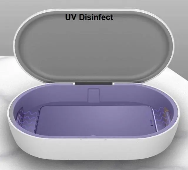 Alt view image 2 of 7 - SIROKA ,2 in 1 Wireless charger 10W ,Mobile Phone UVC LED Light Sterilizer Multifunctional Disinfecting box Bactericidal Lamp for Face Mask Mini Stuffs Sterilize Box,2 Packs,White