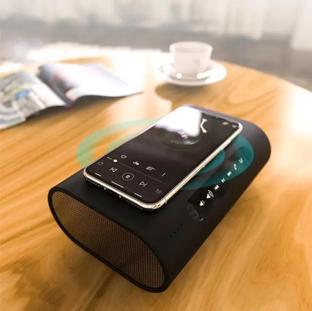 Alt view image 4 of 7 - Dual magnetic Super Bass Stereo audio player  Blue-tooth Speaker 2 In 1 Portable QI Wireless Charger for mobile phones
