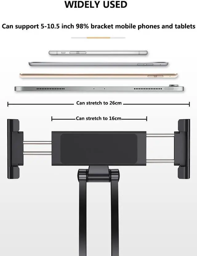 Alt view image 5 of 7 - Universal Wall or Desktop  360° Rotating Phone Holder Clips Tablet Stand Digital Kitchen Mount Stand Tablet Metal Bracket Smartphones Holders