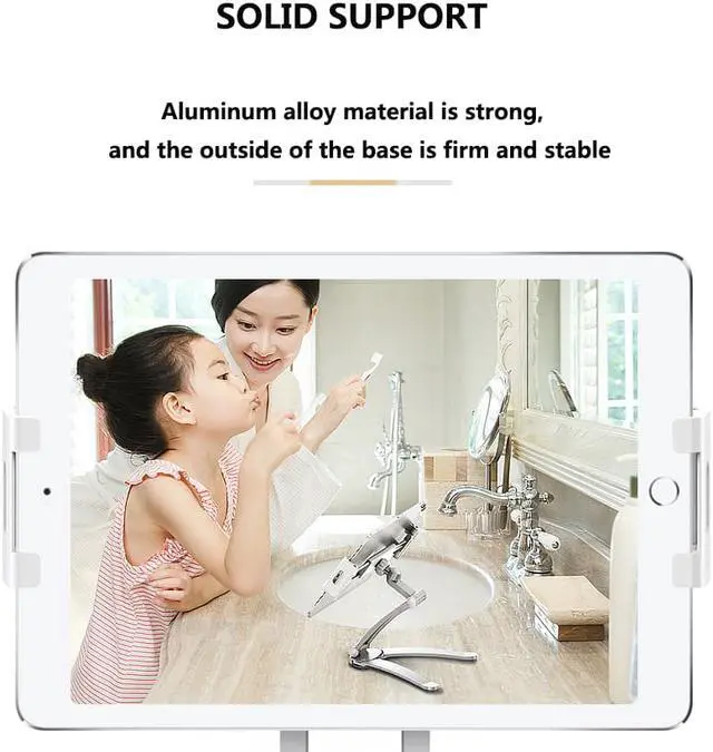 Alt view image 7 of 7 - Universal Wall or Desktop  360° Rotating Phone Holder Clips Tablet Stand Digital Kitchen Mount Stand Tablet Metal Bracket Smartphones Holders