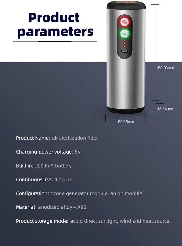 Alt view image 6 of 7 - Car Air Freshener Purifier Deep Space Ozone Difec Air Cleaner Diffuser New ozone disinfection locomotive travel small portable car sterilization air sterilizer Auto Vent Cleaner