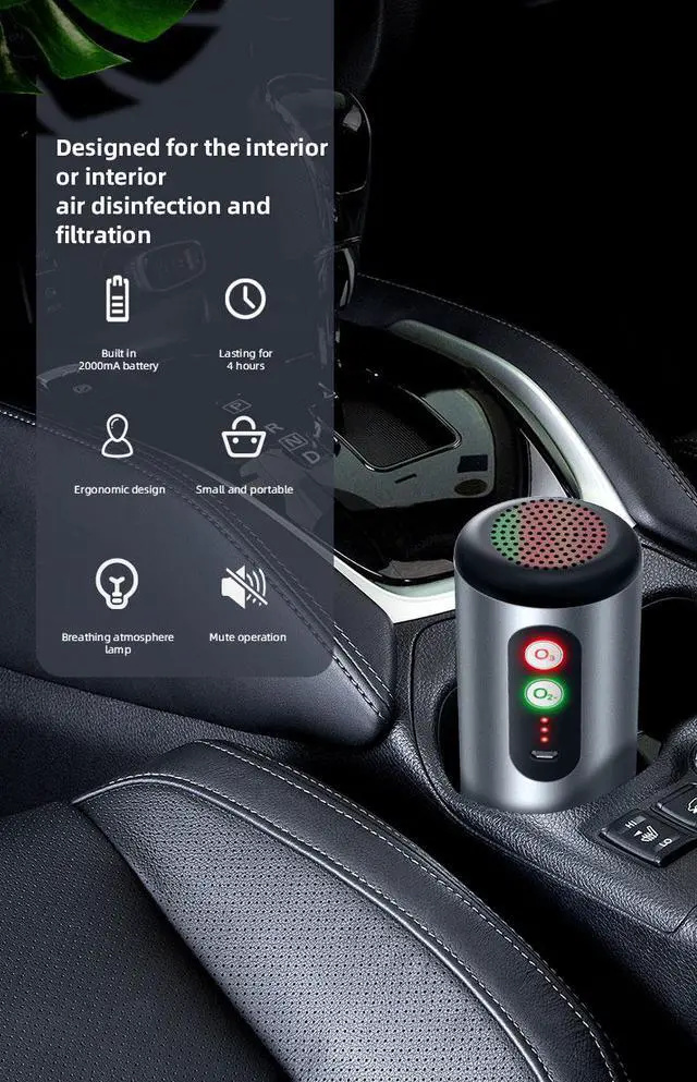 Alt view image 7 of 7 - Car Air Freshener Purifier Deep Space Ozone Difec Air Cleaner Diffuser New ozone disinfection locomotive travel small portable car sterilization air sterilizer Auto Vent Cleaner