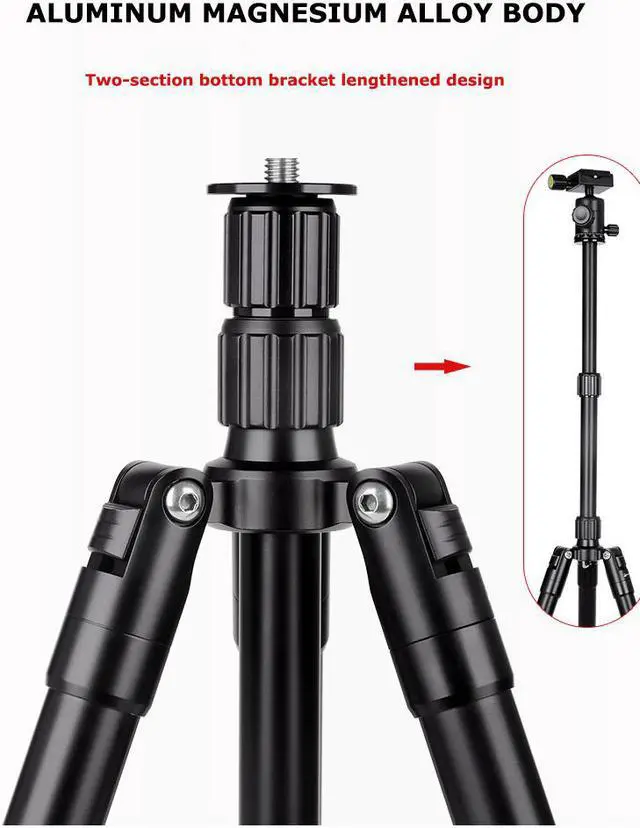 Alt view image 5 of 7 - SIROKA Professional 55 Inches  Portable Tripods for Gopro,SLR,Canera,Mobile Phone with 360 Degree Ball Head