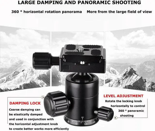 Alt view image 4 of 7 - SIROKA Professional 55 Inches  Portable Tripods for Gopro,SLR,Canera,Mobile Phone with 360 Degree Ball Head