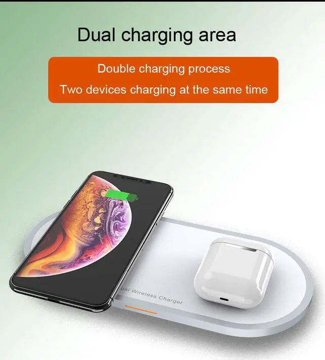 Alt view image 4 of 7 - SIROKA 2 In 1 Wireless Phone Charger 10 Watt Smart Magic Circle QI Wireless Desk Charger pad for Mobile Phones