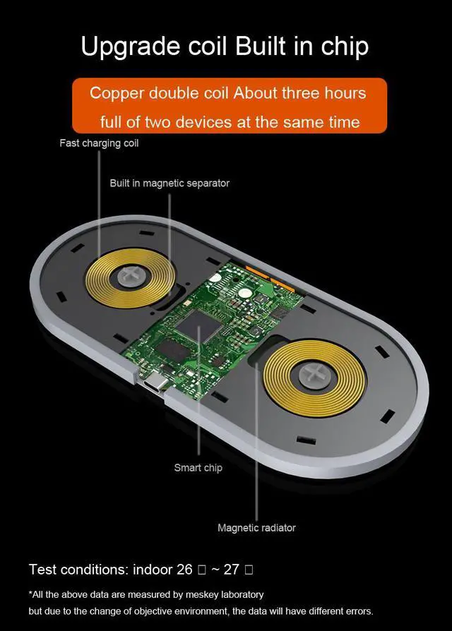 Alt view image 7 of 7 - SIROKA 2 In 1 Wireless Phone Charger 10 Watt Smart Magic Circle QI Wireless Desk Charger pad for Mobile Phones