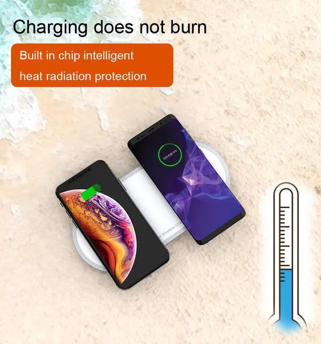 Alt view image 6 of 7 - SIROKA 2 In 1 Wireless Phone Charger 10 Watt Smart Magic Circle QI Wireless Desk Charger pad for Mobile Phones