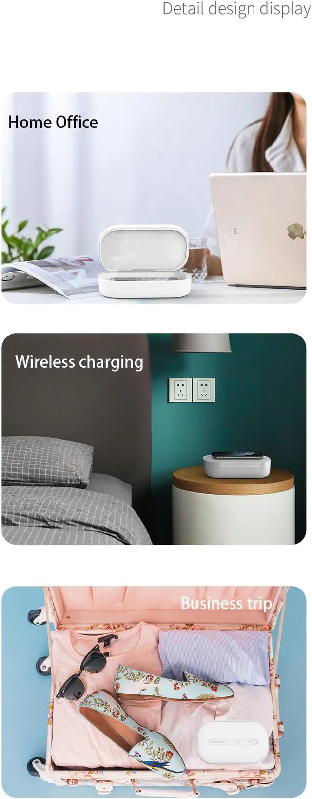 Alt view image 6 of 7 - 2 in 1 Wireless charger 10W ,Mobile Phone UVC LED Light Sterilizer Multifunctional Disinfecting box Bactericidal Lamp for Face Mask Mini Stuffs Sterilize Box