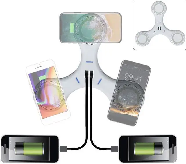 Alt view image 5 of 7 - 2020 Wireless Charging Car Charger Plates 3 in 1 Fast qi Wireless Charger Mobile Charger
