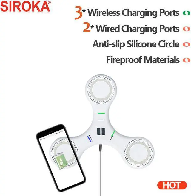 Alt view image 3 of 6 - 2020 Wireless Charging Car Charger Plates 3 in 1 Fast qi Wireless Charger Mobile Charger