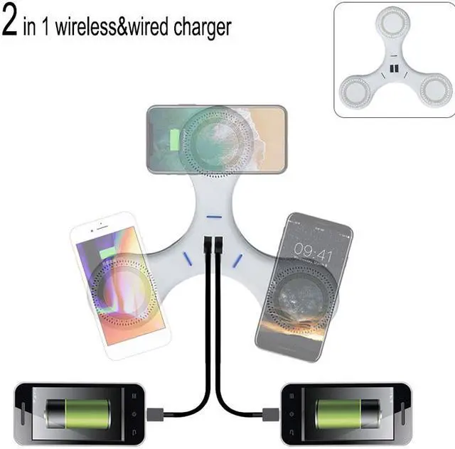 Alt view image 6 of 6 - 2020 Wireless Charging Car Charger Plates 3 in 1 Fast qi Wireless Charger Mobile Charger