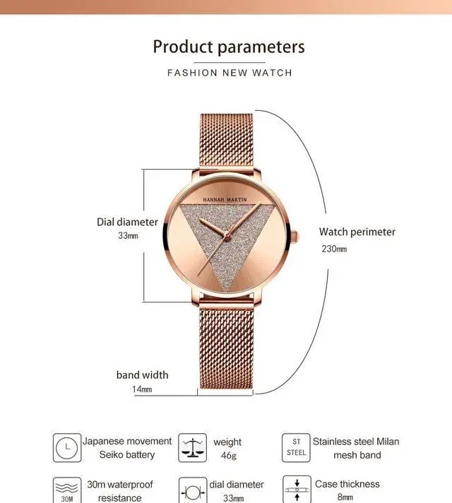 Alt view image 7 of 7 - Japanese Movement Women's Watches Ladies Waterproof Watch Stainless Steel Mesh Quartz Wrist Wacthes for Woman Fashion Simple Minimalist Dress Elegant Design with Wrist &Gift Box
