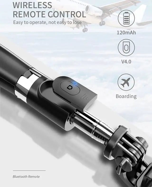Alt view image 3 of 7 - Bluetooth wireless Selfie Stick Remote Control Tripod Handphone Live Photo Holder Tripod Camera foldable Handheld Shutter Remote Extendable Selfie Stick