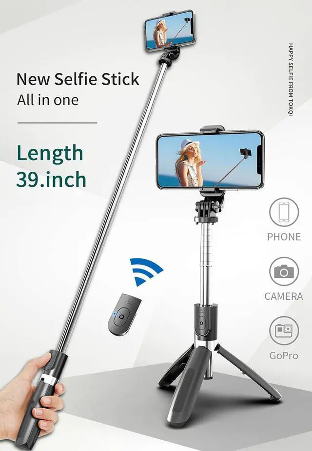 Alt view image 6 of 7 - Bluetooth wireless Selfie Stick Remote Control Tripod Handphone Live Photo Holder Tripod Camera foldable Handheld Shutter Remote Extendable Selfie Stick