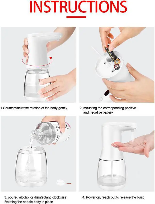 Alt view image 6 of 7 - 600mL Touchless Automatic Alcohol Soap Dispenser USB Charging Smart Sensor Foam Machine Infrared Sensor Foam Soap Dispenser for kitchen/bathroom handwashing