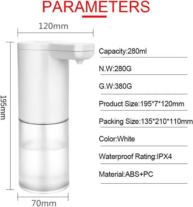 Alt view image 4 of 7 - Automatic Foaming Smart Sensor Soap Dispensador Intelligent Liquid Touchless Soap Dispenser for Bathroom Kitchen Hand Washing