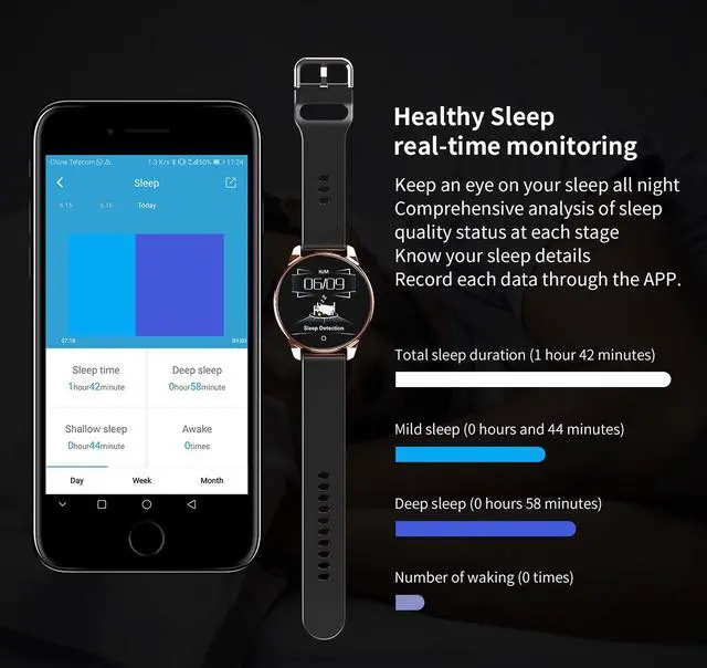 Alt view image 3 of 7 - Smart Bracelet Milan Strap Smart Watch Sports Heart Rate Blood Pressure Waterproof Silicone