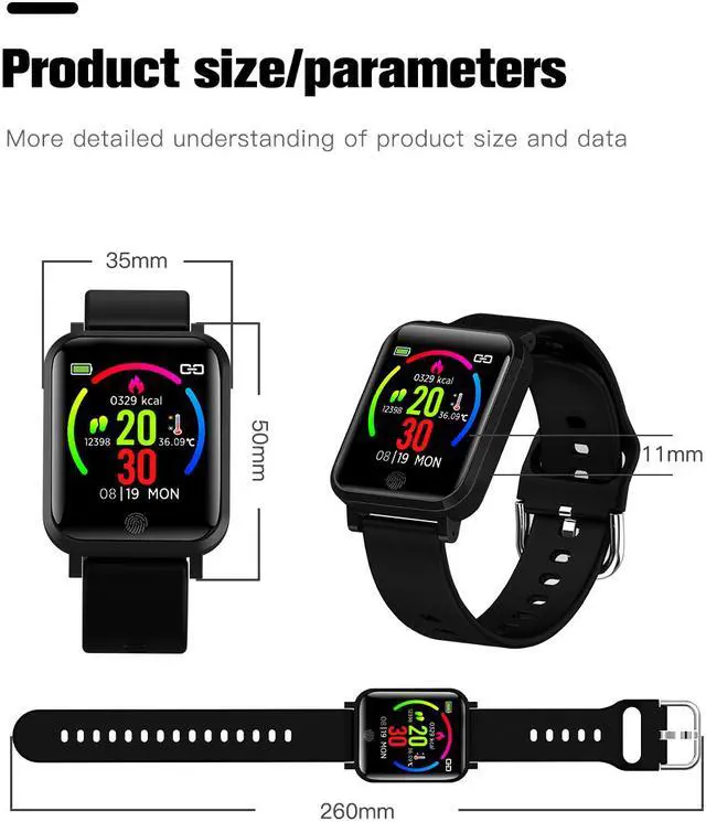 Alt view image 3 of 7 - Smart Watch Bluetooth Temperature Monitoring Smartwatch Fitness Activity Tracker Sport Watch IP67 Waterproof For IOS/ Android