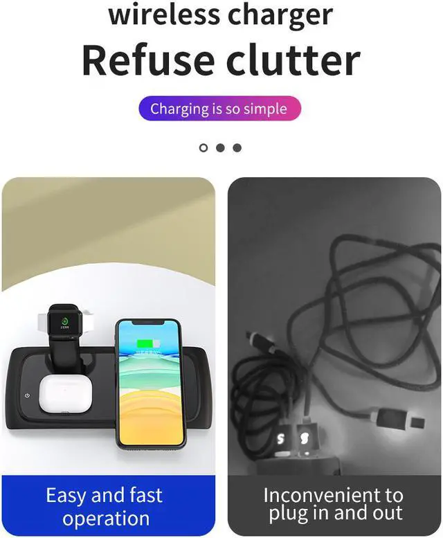 Alt view image 3 of 7 - SIROKA-3 In 1 Wireless Charger Android Fast Charger Universal Multi-function Wireless Charger Form Iphone&Huawei Mobile Phones