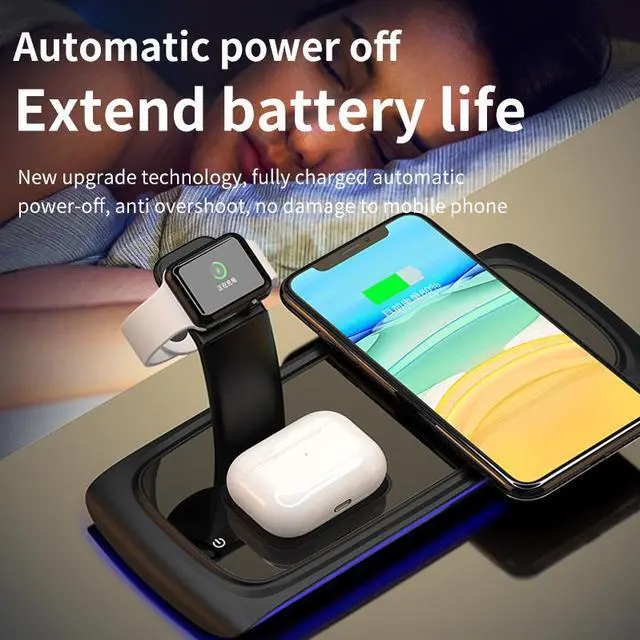Alt view image 2 of 7 - SIROKA-3 In 1 Wireless Charger Android Fast Charger Universal Multi-function Wireless Charger Form Iphone&Huawei Mobile Phones