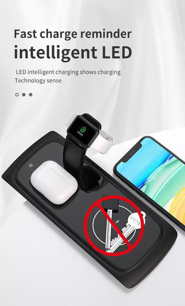 Alt view image 7 of 7 - SIROKA-3 In 1 Wireless Charger Android Fast Charger Universal Multi-function Wireless Charger Form Iphone&Huawei Mobile Phones