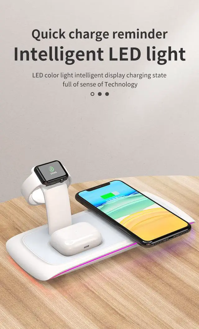 Alt view image 4 of 7 - SIROKA-3 In 1 Wireless Charger Android Fast Charger Universal Multi-function Wireless Charger Form Iphone&Huawei Mobile Phones