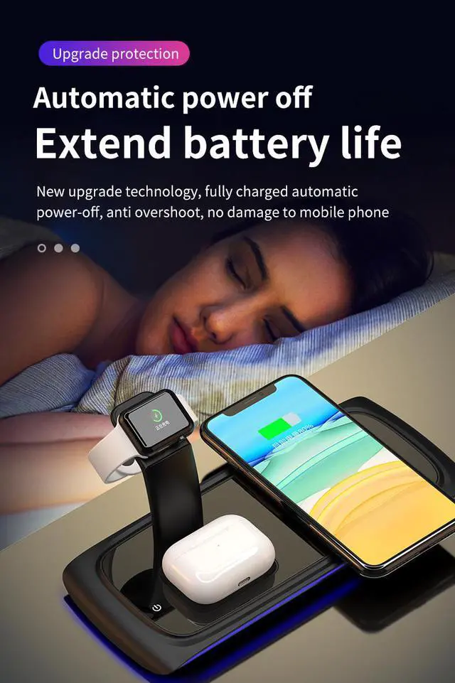 Alt view image 5 of 7 - SIROKA-3 In 1 Wireless Charger Android Fast Charger Universal Multi-function Wireless Charger Form Iphone&Huawei Mobile Phones