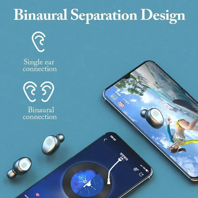 Alt view image 5 of 7 - 2 in 1 Wireless Bluetooth 2000mAh HI-FI headset binaural speaker two-in-one TWS mini broadcasting speaker 9D holographic sound field in-ear earphone
