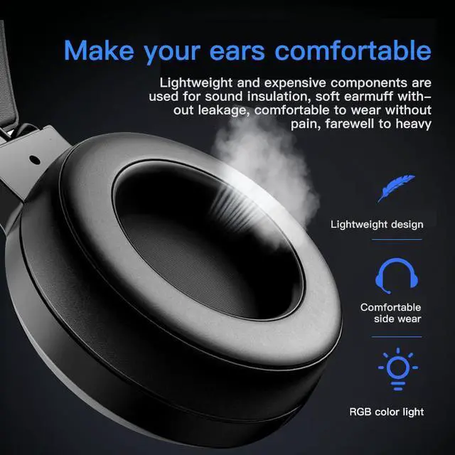 Alt view image 2 of 7 - Headphone Gaming Earphone Wired Gamer Headphone Surround Stereo Sound Headsets with Mic LED light for PC