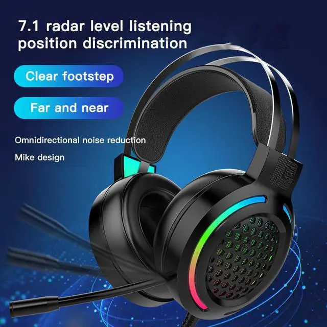 Alt view image 5 of 7 - Headphone Gaming Earphone Wired Gamer Headphone Surround Stereo Sound Headsets with Mic LED light for PC