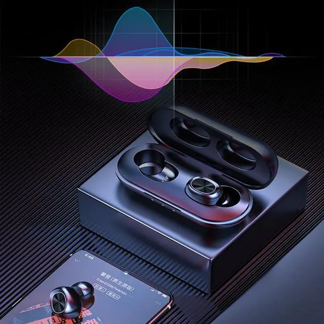 Alt view image 5 of 7 - Headset Hifi Stereo HD Call TWS Wireless Earphone Bluetooth Mini in-ear  Microphone Earbuds Waterproof with LED Power Display