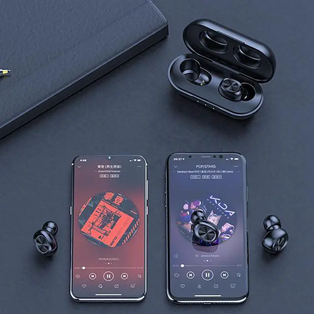Alt view image 6 of 7 - Headset Hifi Stereo HD Call TWS Wireless Earphone Bluetooth Mini in-ear  Microphone Earbuds Waterproof with LED Power Display