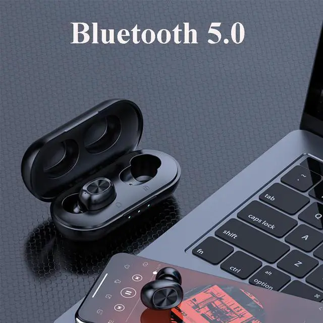 Alt view image 7 of 7 - Headset Hifi Stereo HD Call TWS Wireless Earphone Bluetooth Mini in-ear  Microphone Earbuds Waterproof with LED Power Display
