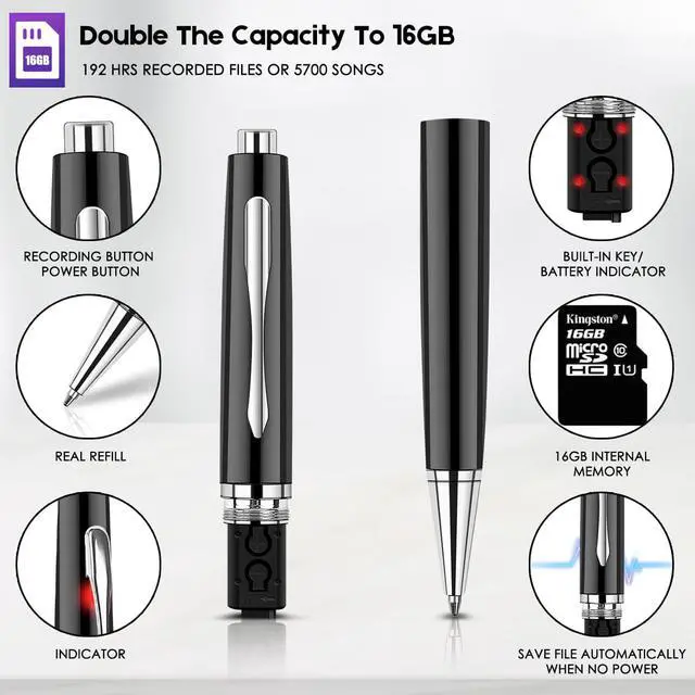 Alt view image 3 of 7 - High-definition digital voice recorder long-distance noise reduction mini recording voice control recording meeting student class recorder