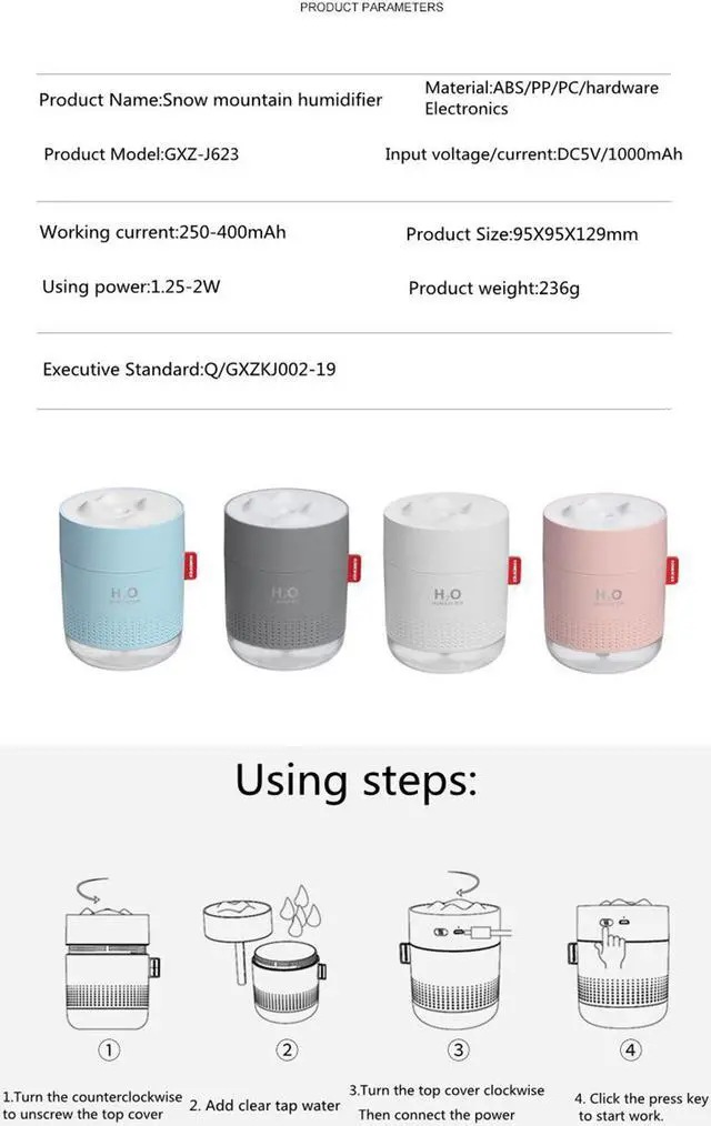 Alt view image 6 of 7 - Snow Mountain Cute Humidifier Water Spray Plug-in Rechargeable Car Humidifier