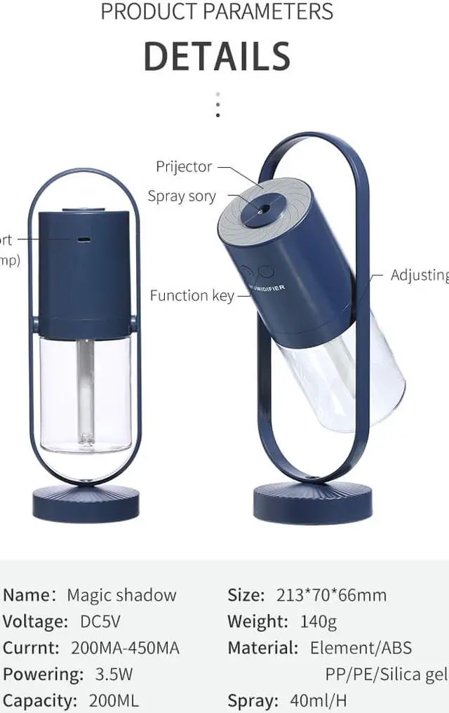 Alt view image 5 of 7 - Color Humidifier Moisturizing Atmosphere Lamp Symphony Projection Spray Household Car Humidifier Wireless Projection Lamp Anion