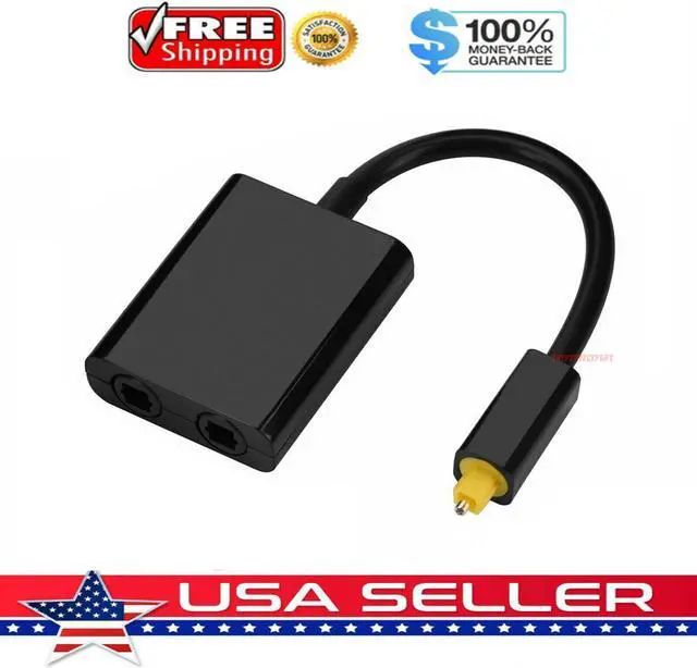 Main image of Dual Port Toslink Digital Optical Adapter Splitter Fiber Audio Cable 1 In 2 Out