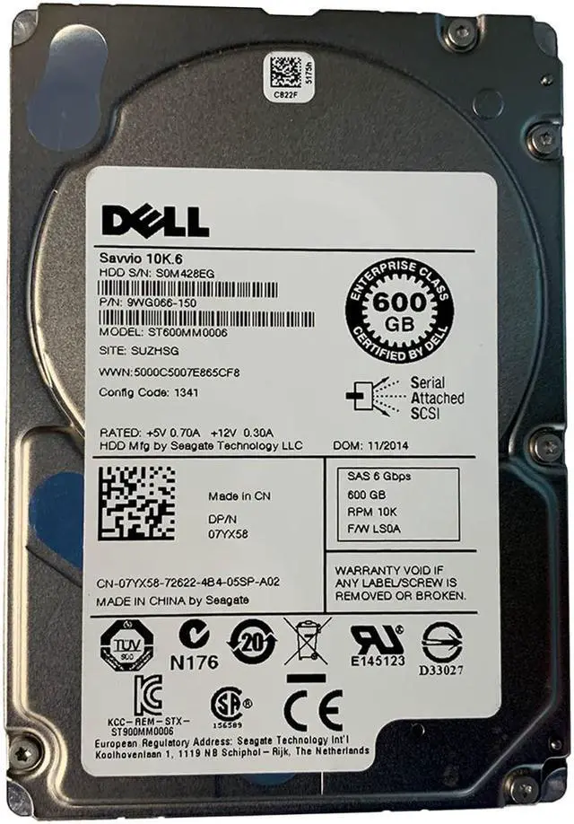 Main image of Dell 7YX58 600GB SAS 10K 6GBPS 2.5" Drive ST600MM0006 9WG066-150
