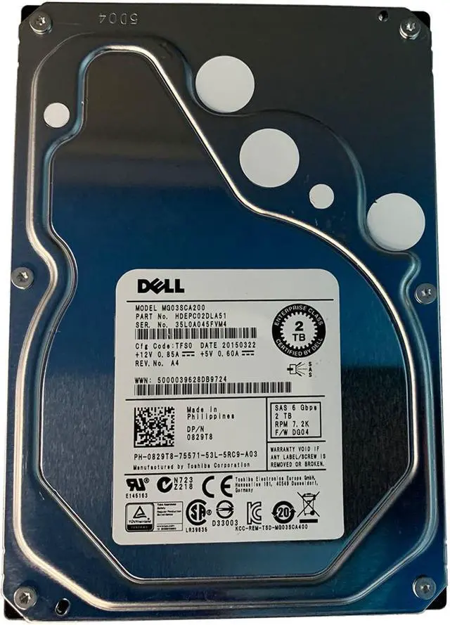 Alt view image 2 of 8 - Dell 829T8 2TB NL SAS 7.2K 6GBPS 3.5" Drive MG03SCA200 HDEPC02DLA51