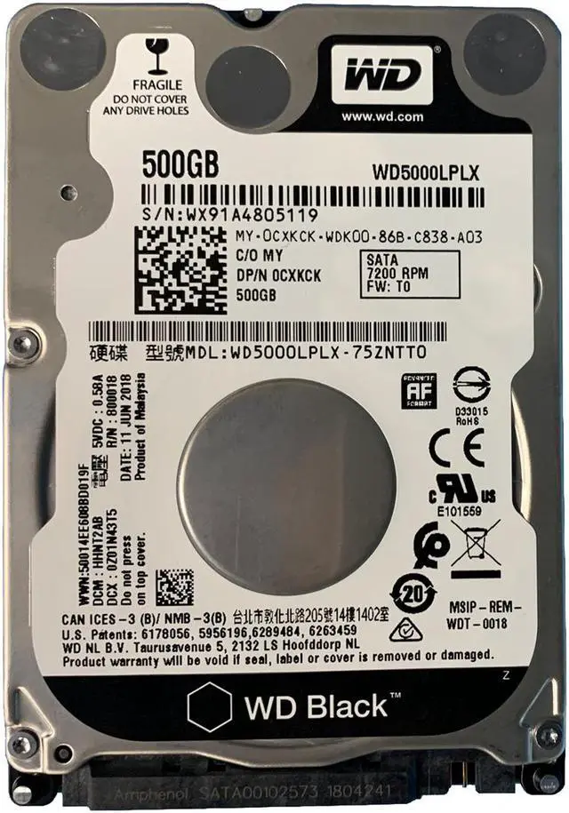 Main image of Dell CXKCK 500GB SATA 7.2K 6GBPS 2.5" Drive WD5000LPLX-75ZNTT0