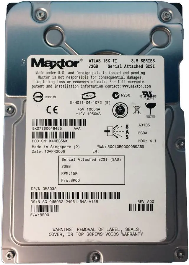 Main image of Dell M8032 73GB SAS 15K 3GBPS 3.5" Drive 8K073S0048455