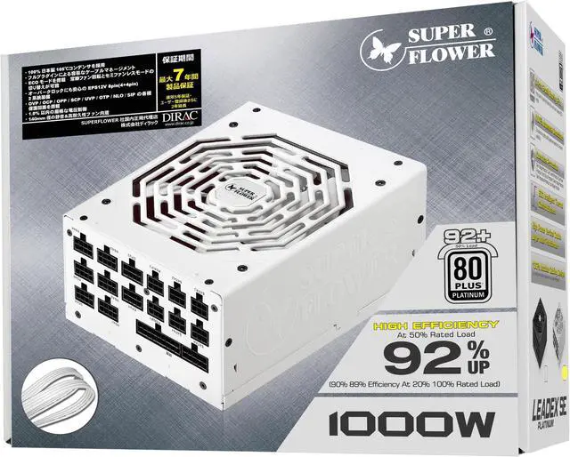Alt view image 7 of 7 - Super Flower Leadex Platinum SE 1000W 80+ Platinum White | 10 Years Warranty | ECO Fanless & Silent Mode | Full Flat Ribbon Modular | Dual Ball Bearing Fan | SF-1000F14MP V2 (WH)