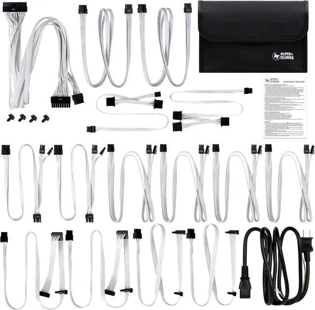 Alt view image 6 of 7 - Super Flower Leadex Platinum SE 1000W 80+ Platinum White | 10 Years Warranty | ECO Fanless & Silent Mode | Full Flat Ribbon Modular | Dual Ball Bearing Fan | SF-1000F14MP V2 (WH)