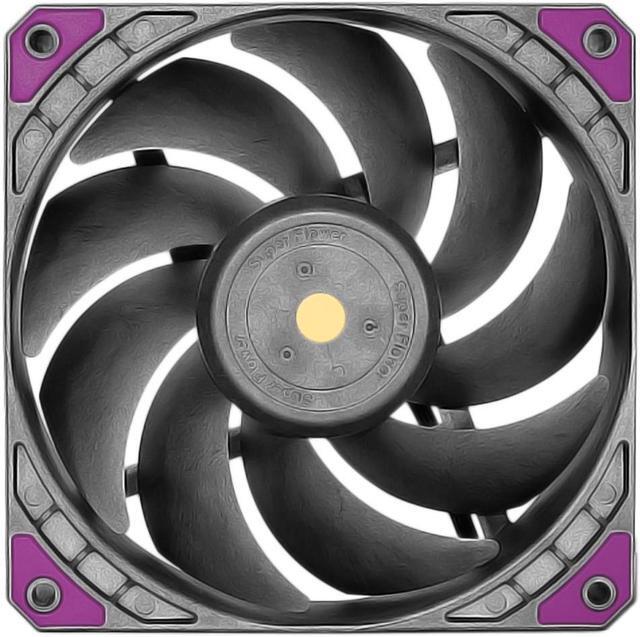 Alt view image 4 of 6 - Super Flower, MEGACOOL 120mm fan, Triple-Pack, 12-pole motor design, super cooling performance, PWM, Purple Anti-Vibration Mounting Pads, Computer Case Fan, Remote Control, SF-PF121-BK_3P, 30mm depth