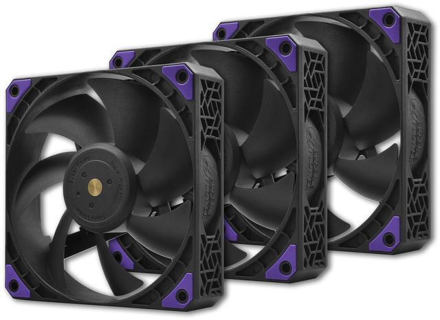 Main image of Super Flower, MEGACOOL High Static Pressure 120mm fan, 3pcs pack, 12-pole motor, PWM, Black, Computer Case Fan, Anti-Vibration Mounting Pads, SF-HP121-BK_3P, 30mm depth