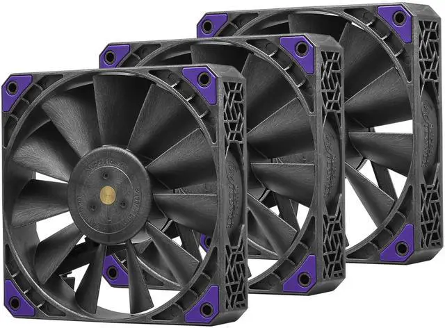 Main image of Super Flower, MEGACOOL Forward&Reverse 120mm fan, 3pcs pack,12-pole motor, PWM, Black/Grey , Computer Case Fan, Anti-Vibration Mounting Pads, SF-RF121-BK_3P, 30mm depth