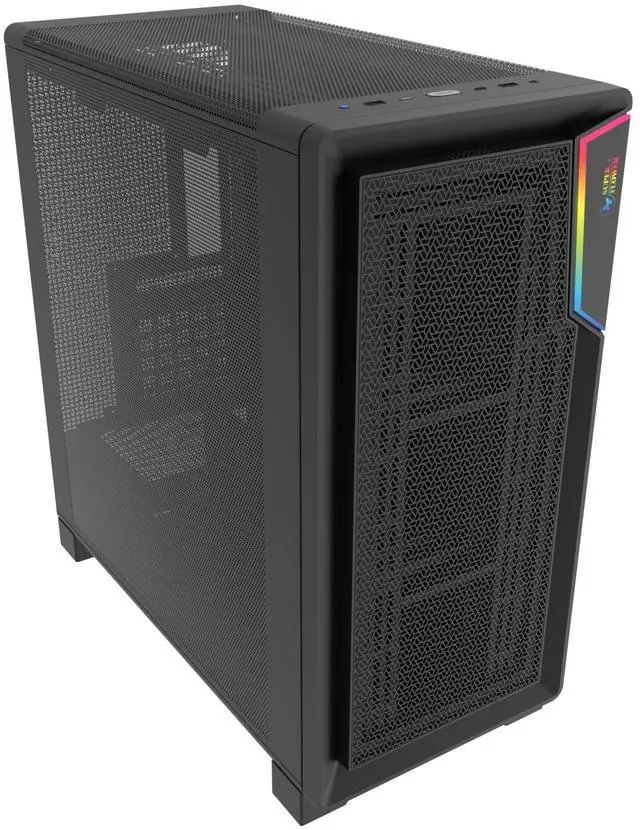 Alt view image 2 of 6 - Super Flower Zillion Direct ATX Mid Tower Case, Patent Slope For Direct Airflow To GPU, All Mesh Panel Design for High Airflow Performance, USB 3.0 & Type-C, Black, Steel