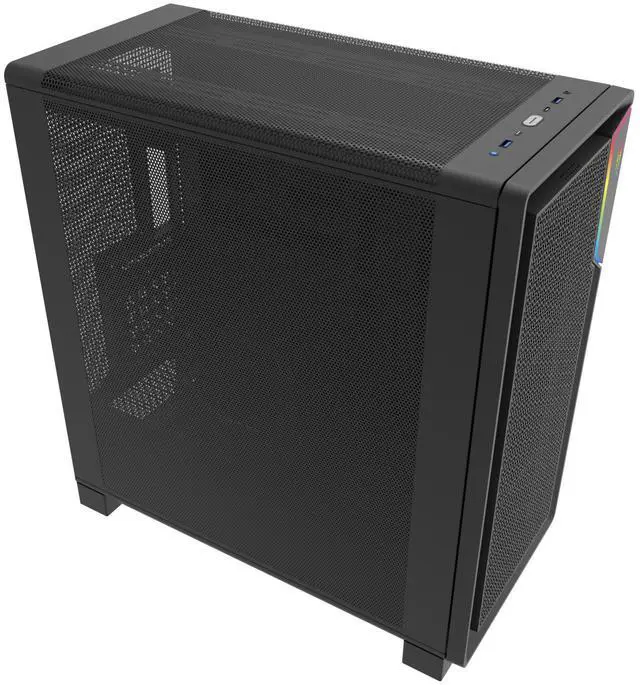 Alt view image 3 of 6 - Super Flower Zillion Direct ATX Mid Tower Case, Patent Slope For Direct Airflow To GPU, All Mesh Panel Design for High Airflow Performance, USB 3.0 & Type-C, Black, Steel